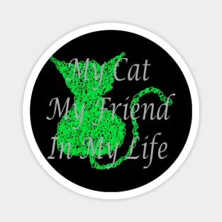 Scribble Green Cat Magnet